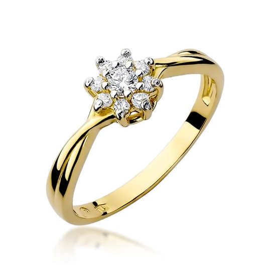 Pierścionek Diament 0,10ct żółte złoto