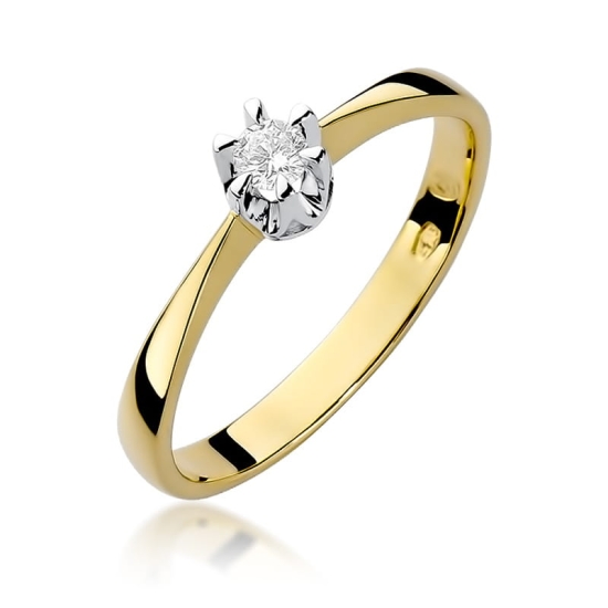 Pierścionek Diament 0,12ct żółte złoto